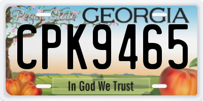 GA license plate CPK9465