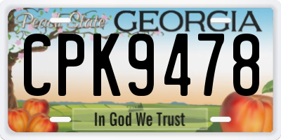 GA license plate CPK9478