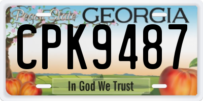 GA license plate CPK9487