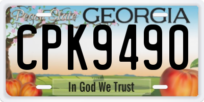 GA license plate CPK9490