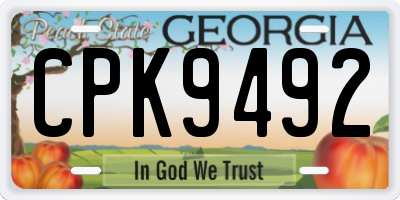 GA license plate CPK9492