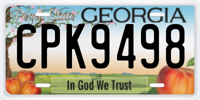 GA license plate CPK9498
