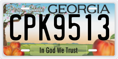 GA license plate CPK9513