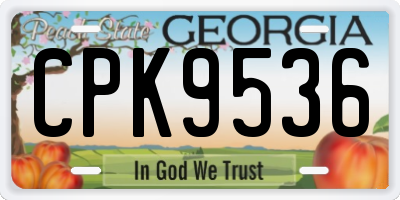 GA license plate CPK9536