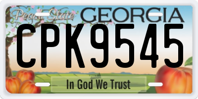 GA license plate CPK9545
