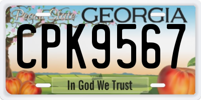 GA license plate CPK9567