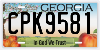 GA license plate CPK9581