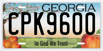 GA license plate CPK9600