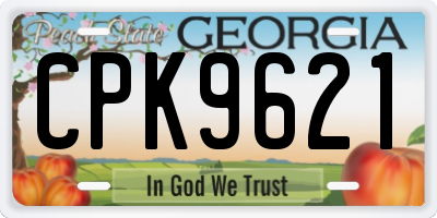 GA license plate CPK9621