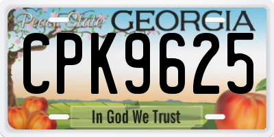 GA license plate CPK9625