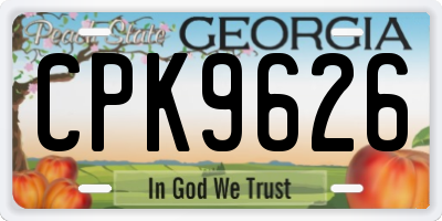 GA license plate CPK9626