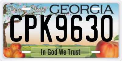 GA license plate CPK9630