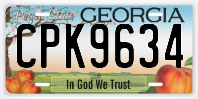 GA license plate CPK9634
