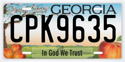GA license plate CPK9635