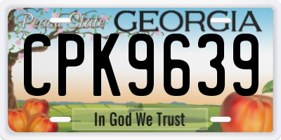 GA license plate CPK9639