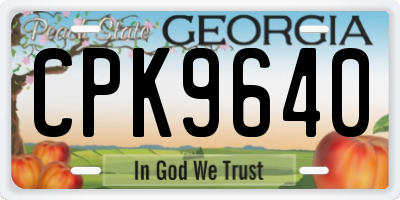 GA license plate CPK9640