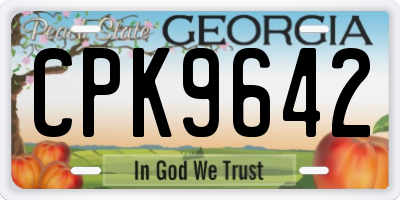 GA license plate CPK9642