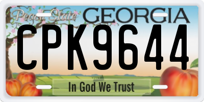 GA license plate CPK9644