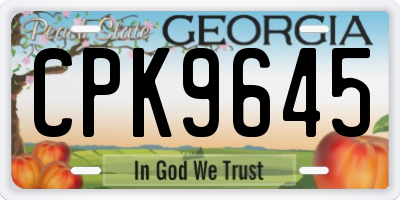 GA license plate CPK9645