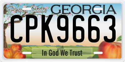 GA license plate CPK9663