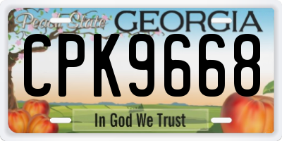 GA license plate CPK9668
