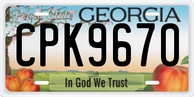 GA license plate CPK9670