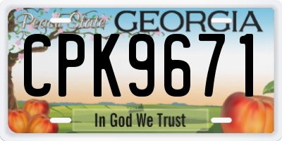 GA license plate CPK9671