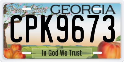 GA license plate CPK9673