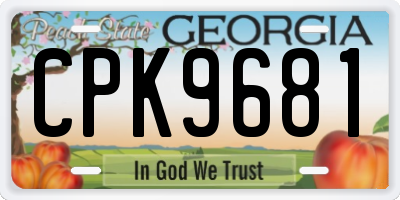 GA license plate CPK9681