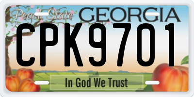 GA license plate CPK9701