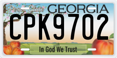 GA license plate CPK9702