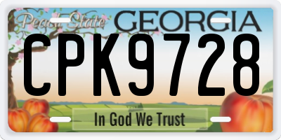 GA license plate CPK9728