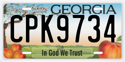 GA license plate CPK9734