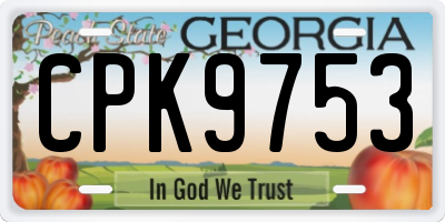 GA license plate CPK9753