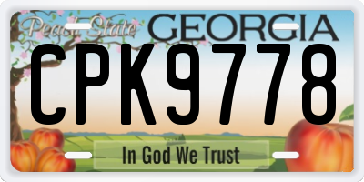 GA license plate CPK9778