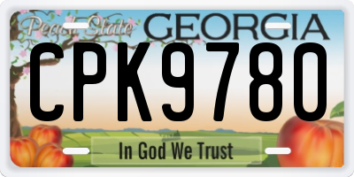 GA license plate CPK9780