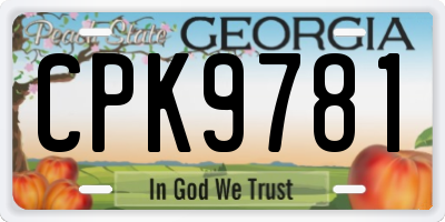 GA license plate CPK9781