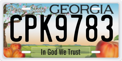 GA license plate CPK9783