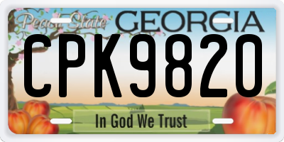 GA license plate CPK9820