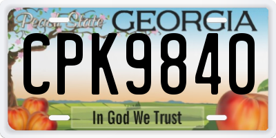 GA license plate CPK9840