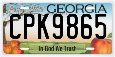 GA license plate CPK9865