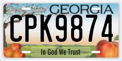 GA license plate CPK9874