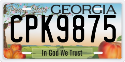 GA license plate CPK9875