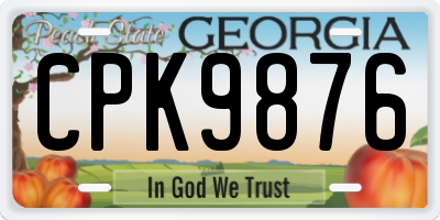 GA license plate CPK9876
