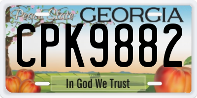 GA license plate CPK9882