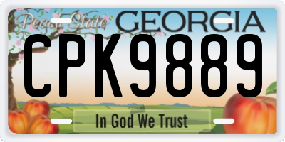 GA license plate CPK9889