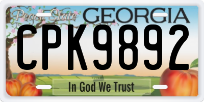 GA license plate CPK9892