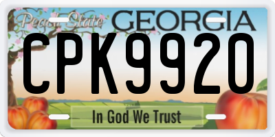 GA license plate CPK9920