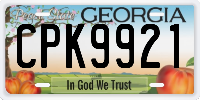 GA license plate CPK9921