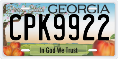 GA license plate CPK9922